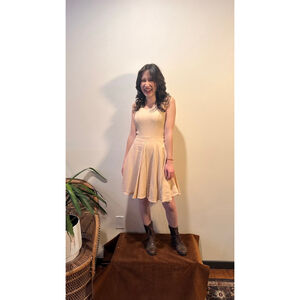 Rachel Zoe "Mimi" Beige Wool Pleated Retro Skater Dress - 0